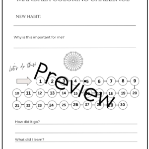 30-Day Challenge Mandala Coloring Tracker